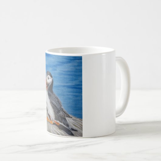 Küssen der Papageientaucher Kaffeetasse (VorderseiteRechts)