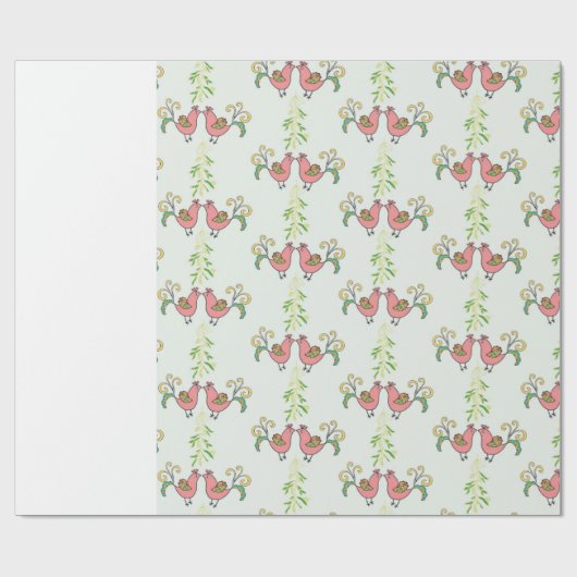 Küssen der Rebhühner mit Mistelzweig Geschenkpapier (Flach)