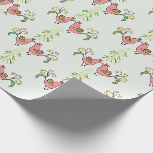 Küssen der Rebhühner mit Mistelzweig Geschenkpapier (Ecke)