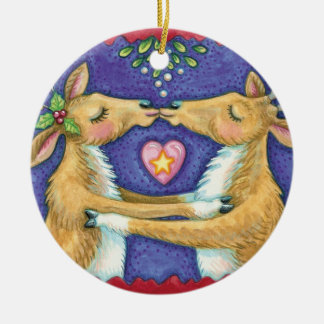 Küssen der Ren-Weihnachtsverzierung Keramik Ornament