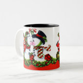 Küssen der Schneemann-Paare Zweifarbige Tasse (Vorderseite Links)