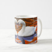 Küssen der Schwäne in der Liebe, Herz-Form-Hälse Kaffeetasse (VorderseiteRechts)