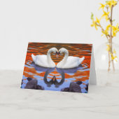Küssen der Schwäne in der Liebe, Herz-Form-Hälse Karte (Gelbe Blume)