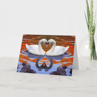 Küssen der Schwäne in der Liebe, Herz-Form-Hälse Karte