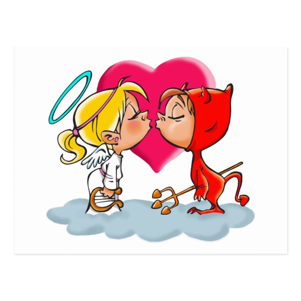 Engel Teufel Liebe Postkarten Zazzle.de