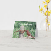 Küssen des Kardinals-glücklichen Jahrestages Karte (Gelbe Blume)