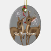 Küssen des Rens; Verheiratet unser erstes Keramik Ornament (Rechts)