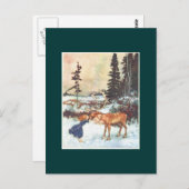 Küssen eines Rentiers Postkarte (Vorne/Hinten)