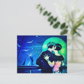 Küssen im Mondschein an der Freiheitsstatue Postkarte (Stehend Vorderseite)