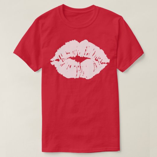 Küssen Lippen Mund Lipstick Schwarz-weiß T-Shirt (Design vorne)
