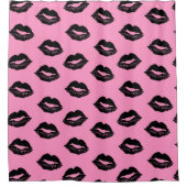 Küssen Lips Muster Rosa und Schwarz Duschvorhang (Vorderseite)
