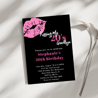 Küssen meiner 20er Goodbye Pink & Black 30. Geburt Einladung