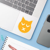 Küssen mit geschlossenen Augen Emoji Katze Aufkleber (Laptop mit iPhone)