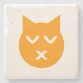 Küssen mit geschlossenen Augen Emoji Katze Steinuntersetzer (Vorderseite)
