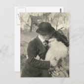 Küssen mit Pelzkarton Postkarte (Vorne/Hinten)