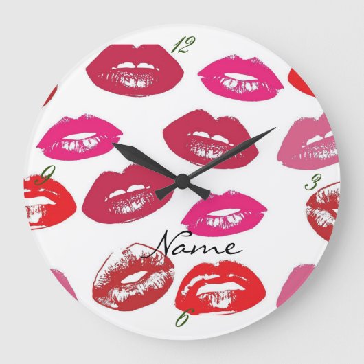Küssen Rote Lippen Thunder_Cove Große Wanduhr (Vorderseite)