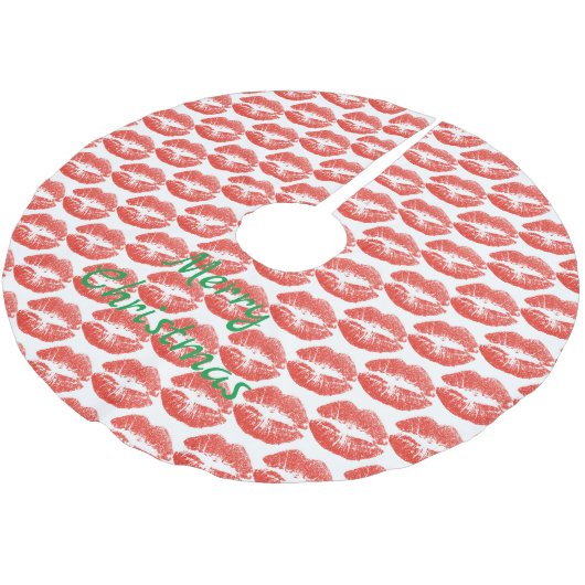 Küssen Rote Lippen Thunder_Cove Polyester Weihnachtsbaumdecke (Schrägansicht)