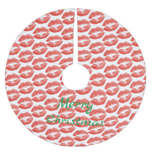 Küssen Rote Lippen Thunder_Cove Polyester Weihnachtsbaumdecke