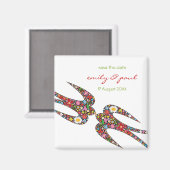 Küssen Schwalbe Vögel Frühlingsblumen Save the Dat Magnet (Vorderseite/Rückseite)