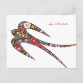 Küssen Schwalbenblumen Save the Date Chic Ankündigungspostkarte (Rückseite)