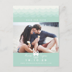 Küssen Seepferde Liebe Hearts Beach Save the Date Ankündigungspostkarte
