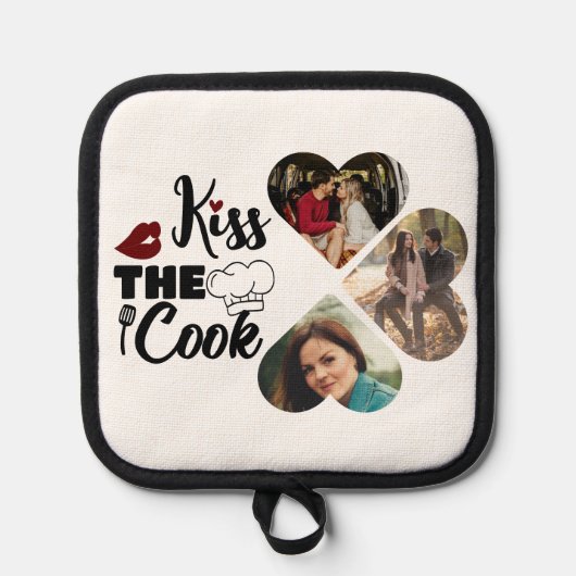 Küssen Sie das Foto und den Text des Kochs Topflappen (Vorderseite)