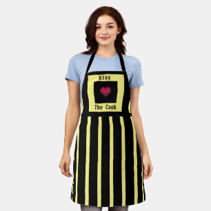 Küssen Sie die Schürze Cook Gelb & Schwarz (Mittel