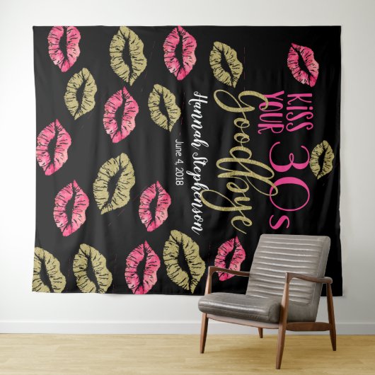 Küssen Sie Ihr 30's Gobye Foto Prop Virtual Party Wandteppich (Beispiel (Horizontal))