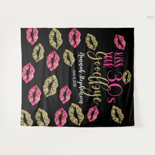 Küssen Sie Ihr 30's Gobye Foto Prop Virtual Party Wandteppich (Vorderseite (Horizontal))