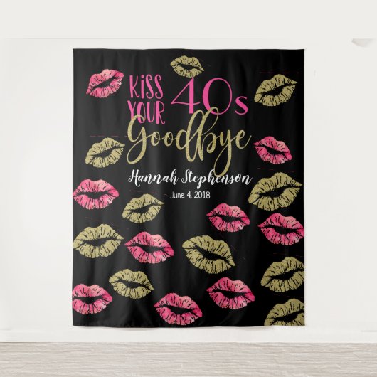 Küssen Sie Ihr 40's Gobye Foto Prop Virtual Party Wandteppich (Vorderseite)