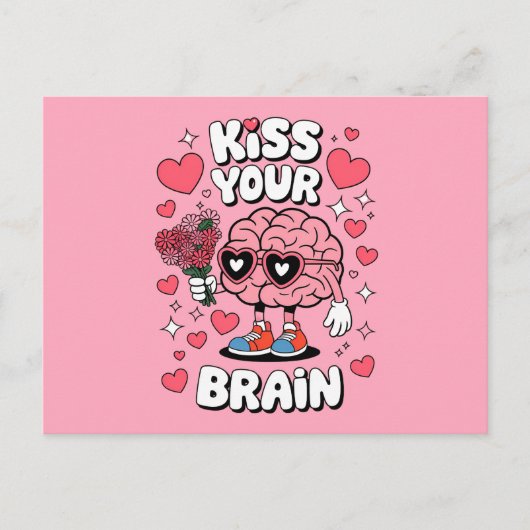Küssen Sie Ihr Gehirn Valentinstag Witzlehrer Einladungspostkarte (Vorderseite)