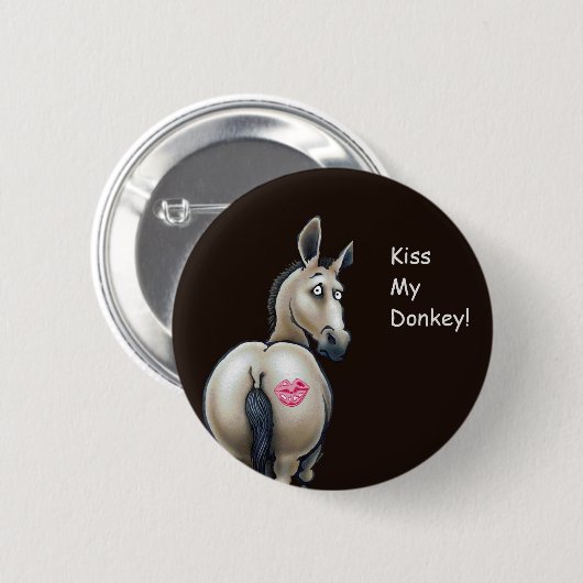 küssen Sie mein Esel-Button Button (Vorne & Hinten)