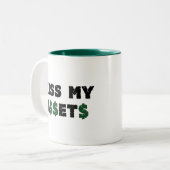 Küssen Sie meine Anlagegut-lustige Investor-Tasse Zweifarbige Tasse (Vorderseite Links)
