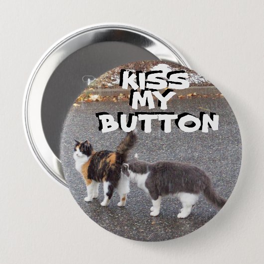 Küssen Sie meine Knopf Katze Meme Button (Vorne & Hinten)