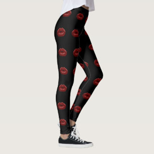 Küssen Sie meine Pants Rote Lippen Schwarze Leggi Leggings