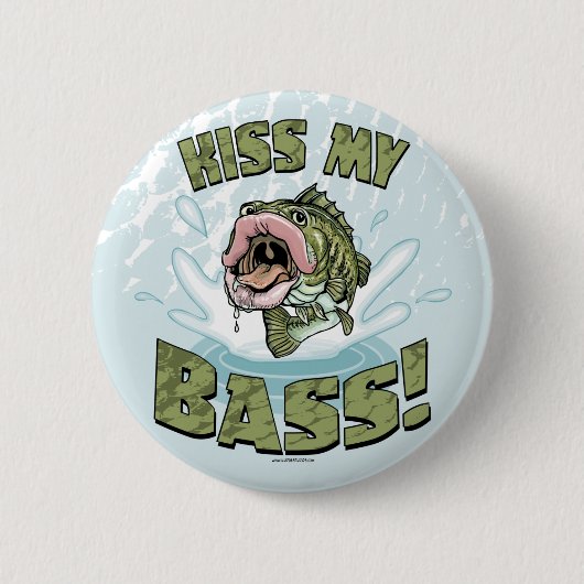 Küssen Sie meinen großen Mund-Fisch-Bass-Gang Button (Vorderseite)