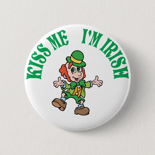 Küssen Sie mich, den ich irischer Tanzen-Kobold Button (Vorderseite)
