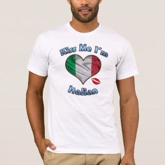 Küssen Sie mich, den ich italienischer Flaggen-T - T-Shirt