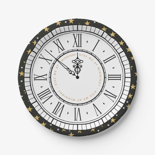 Küssen Sie mich um Mitternacht, New Years Uhr, Pap Pappteller (Vorderseite)