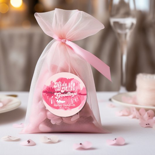 Küssen Sie sich auf Abschied Retro rosa Lippen Auf Runder Aufkleber