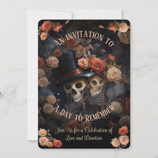 Küssen Skelette UAWG Gothic Wedding Einladung (Vorderseite)