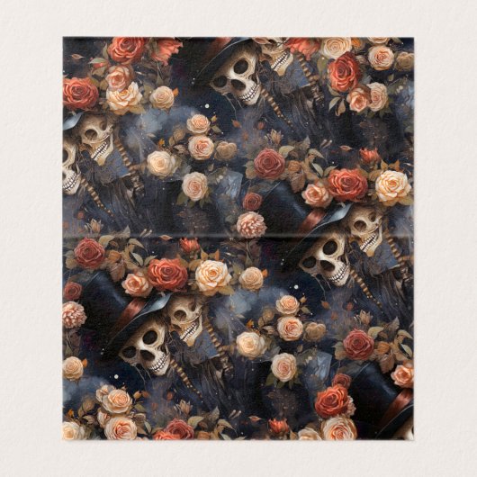 Küssen Skelettons florgotische Hochzeitskarte (Innenseite Aufgefaltet)