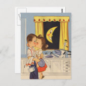 Küssen über Geschirr Postkarte (Vorne/Hinten)