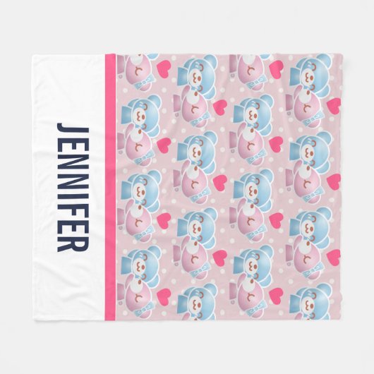 Küssen von Bärenmustern auf Polka-Punkten Fleecedecke (Vorderseite (Horizontal))