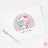 Küssen von Bärenmustern auf Polka-Punkten Runder Aufkleber (Umschlag)