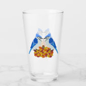 Küssen von blauen Jay Hochzeit im Herbst Glas (Rückseite)