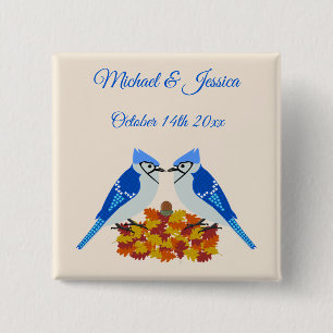Küssen von blauen Jay Hochzeit im Herbst nach Maß Button