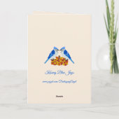 Küssen von blauen Jay Hochzeit im Herbst nach Maß Karte (Rückseite)