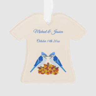 Küssen von blauen Jay Hochzeit im Herbst nach Maß Ornament