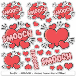 Küssen von Comic Sound Effect Aufkleber-Set Aufkleber
